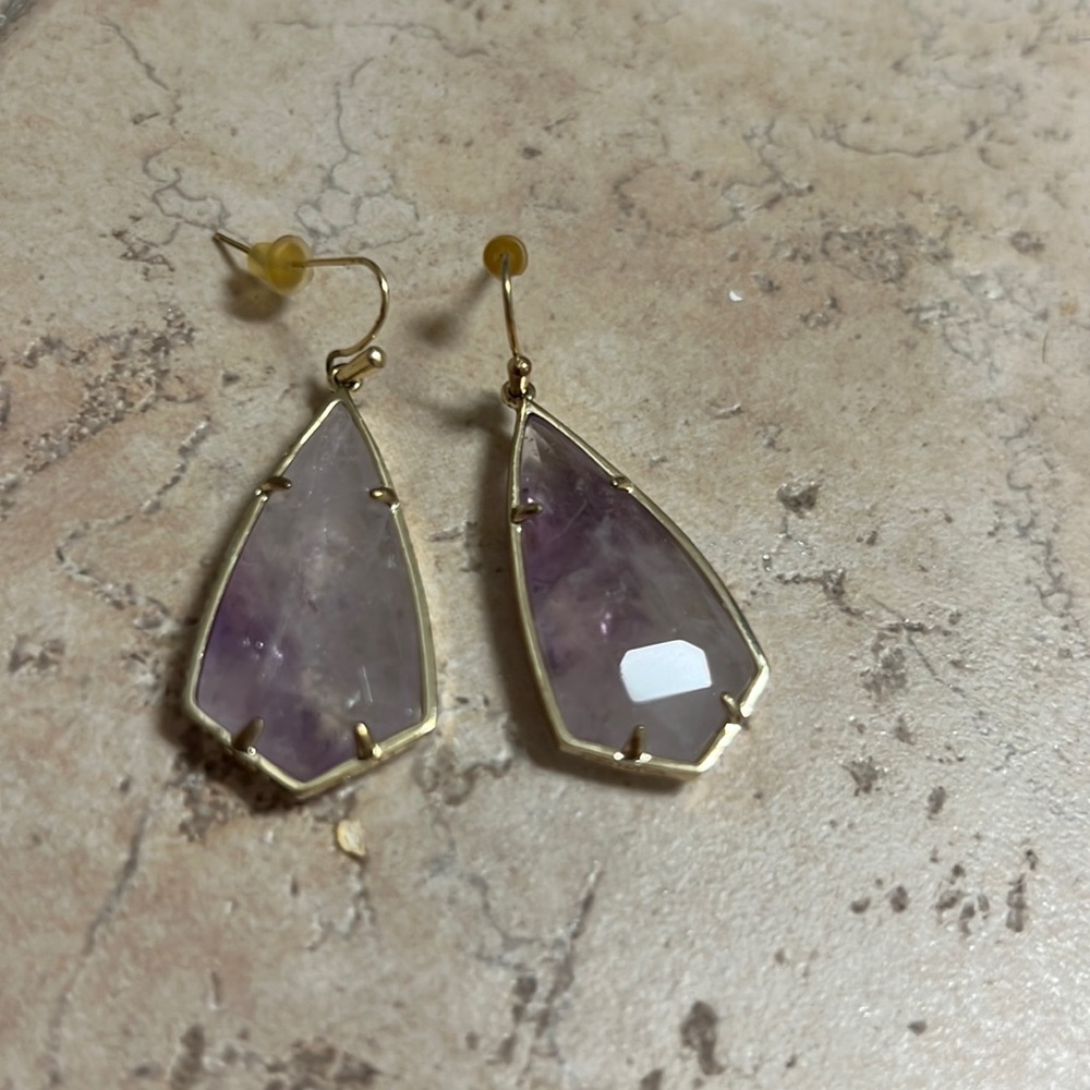 Kendra Scott amethyst and gold earrings